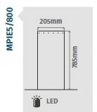Preview: Motorline - MPIE5-800 - fester Poller 785 mm Höhe, Edelstahlzylinder mit LED-Kranz