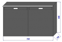 Preview: Zaunbriefkasten ZBK 412 basic für 2 WE, zwei Familien