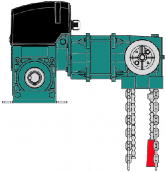 Garog - GH500/30BD - MD500/30BD - Wellenantrieb 65 Nm, Ø 25 mm mit Notkette und Endschalter (MD500/30B1,MD500/30B2,D350,D500)