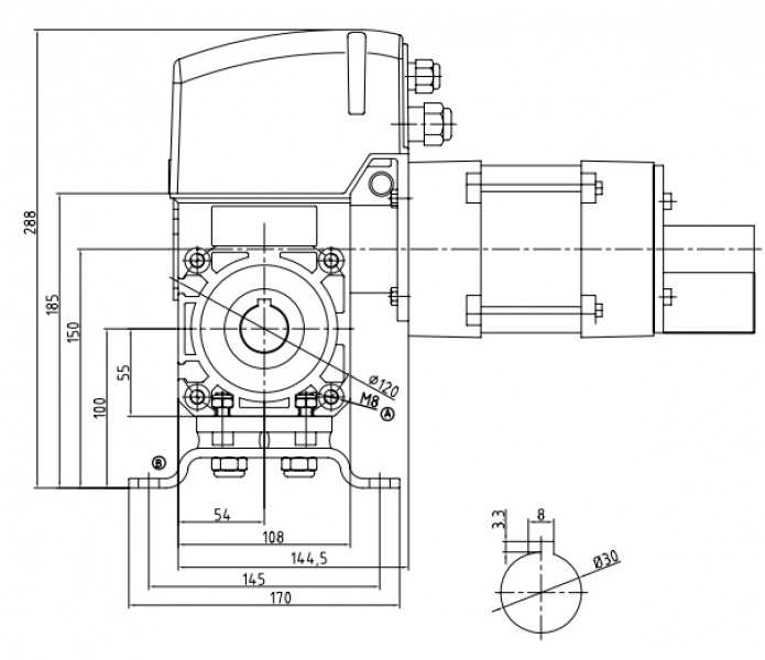 Garog - DKAK140120110 Rolltorantrieb 140 Nm, Ø 30 mm mit Kurbel, Steuerung und 3-fach Taster jetzt MDF05-14-12 KU MFZ (DK111.1AS,DK112.1AS,DKA120/16/26)