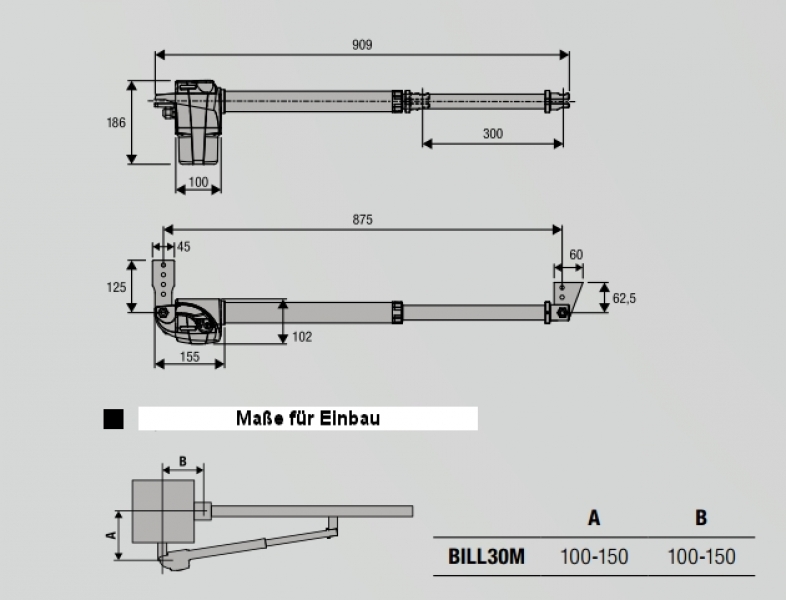 Beninca - BILL30M - 9592101 Teleskoprohrantrieb links