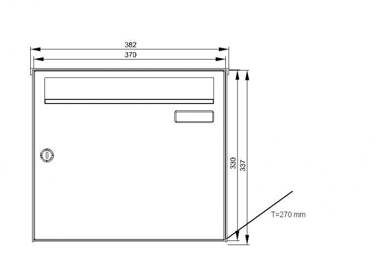 Max Knobloch - Wandbriefkasten ca. 33 Liter Postvolumen   -   B x H x T :   370 x 330 x 270 mm