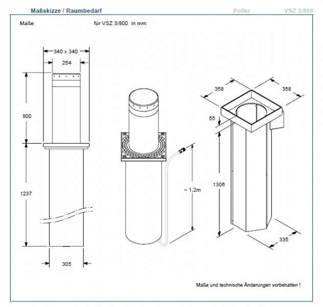 Tousek -ein  Poller-SET 11590250+11590330+115904x0- VSZ3/800