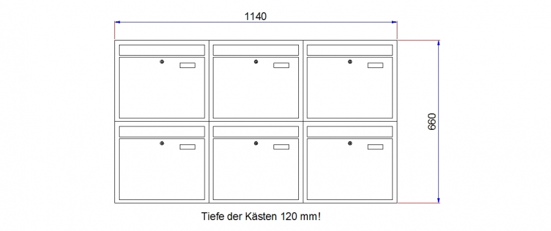 Nothnagel - Briefkasten 6 Wohneinheiten Hausflur - Briefkastenanlage - RAL9016 - Gemeinschaftsbriefkasten, Briefkastenset. 6 WE