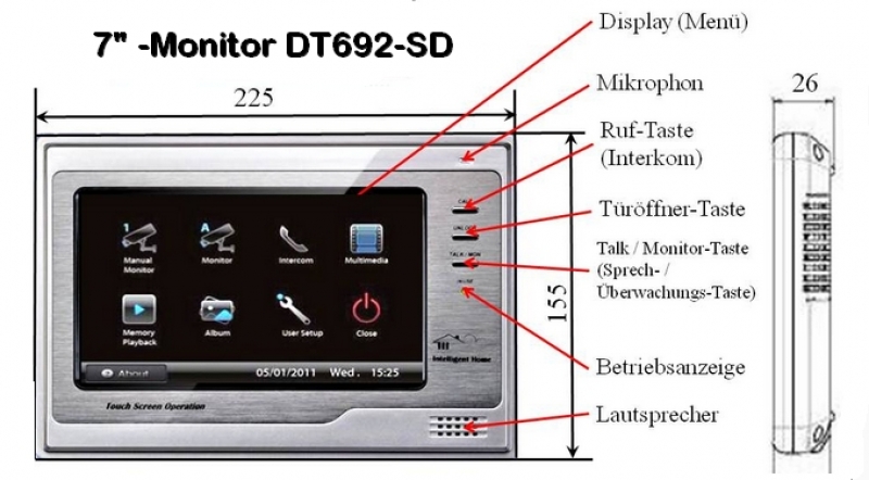 Video-Innenstation DT692-SD für Zaunbriefkasten ZBK421-anykamsystem