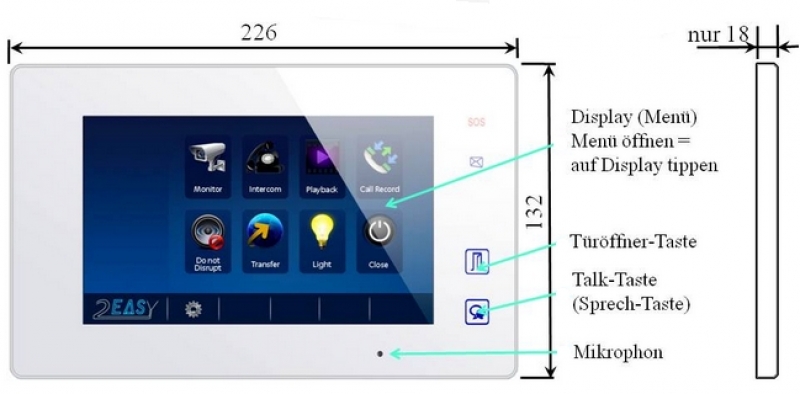 Video-Innenstation DT47M B für Zaunbriefkasten ZBK421-anykamsystem- schwarz