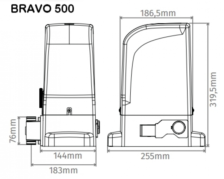 Motorline - KIT BRAVO500 mit magnet. Endschalter mit Steuerung, Lichtschrankenpaar, 2 Handsender
